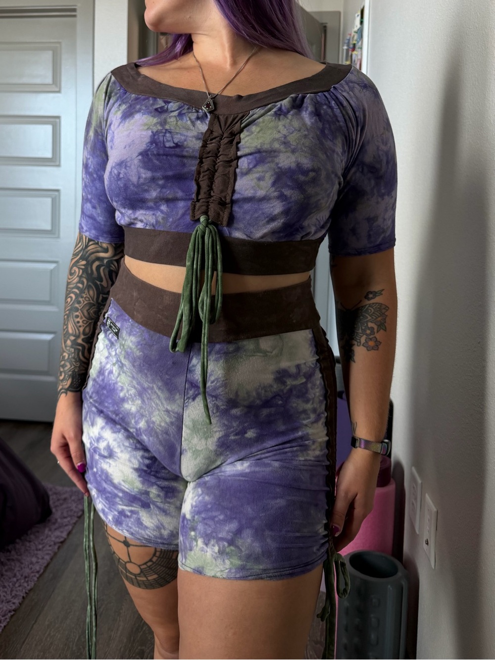 Bamboo Bandit Crop Top & Biker Shorts Set